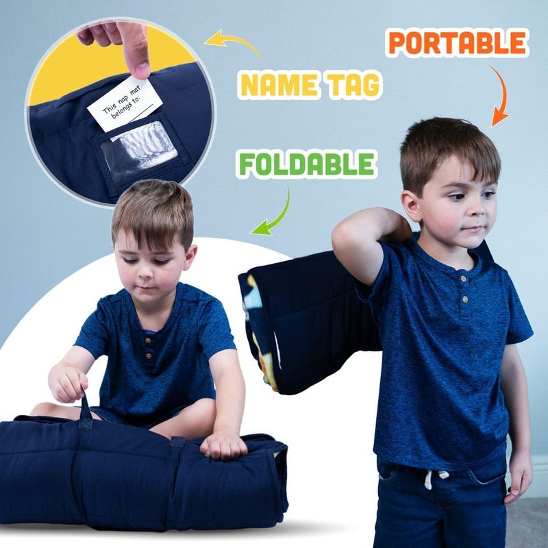 Klevly Dinosaur Toddler Nap Mat with Pillow – Oeko-TEX Certified Kids Sleeping Mat for Daycare, Preschool, Travel, and Home – Soft and Cozy, Portable, and Machine Washable – Fits Toddlers Up to 43 Inches - Image 5
